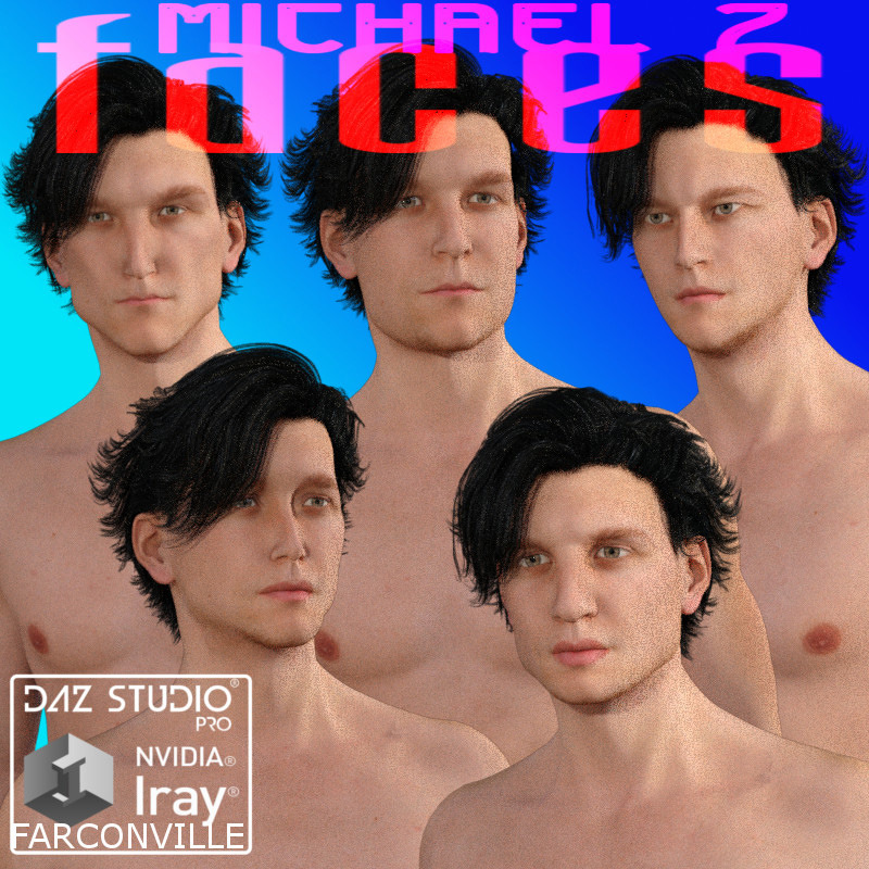 Faces   for Michael 7 is comprised of 5 custom face morphs without any  textures.