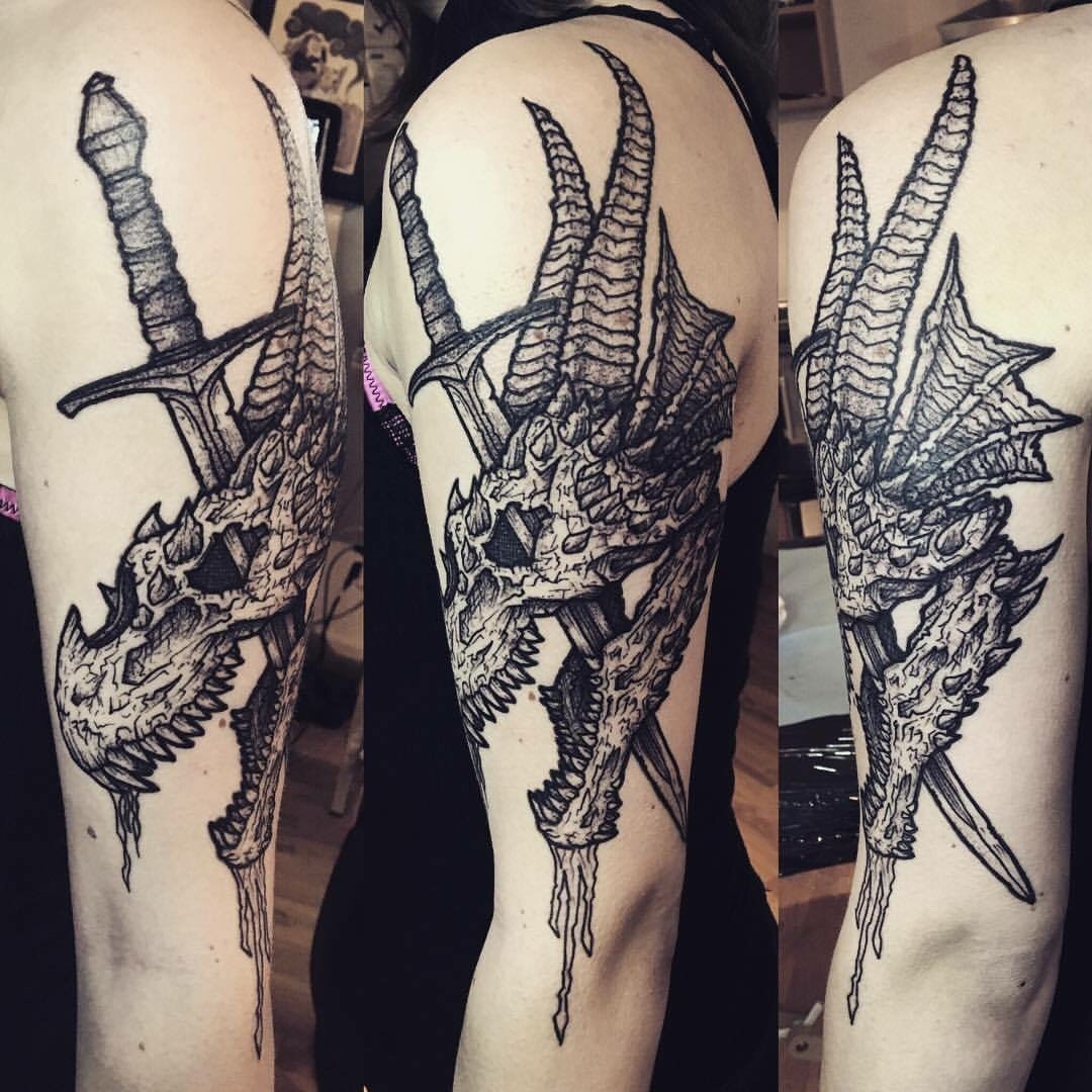 Traditional Dragon by Jerry at Seven Swords Asheville  rtattoo