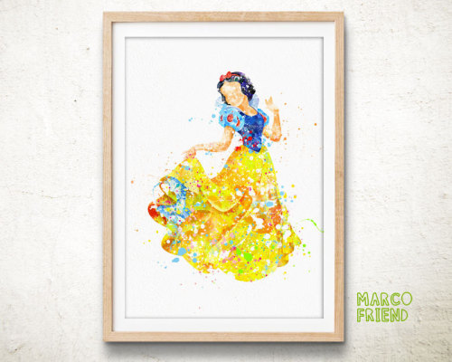 Disney Princess Snow White Watercolor Art Poster Print - Home Decor - Watercolor Painting - Wall Art