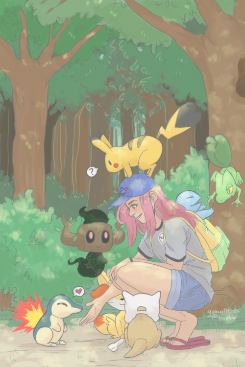 star-platinurn: commission for @introspetcivebeat of them with several of their favorite pokemon! i 