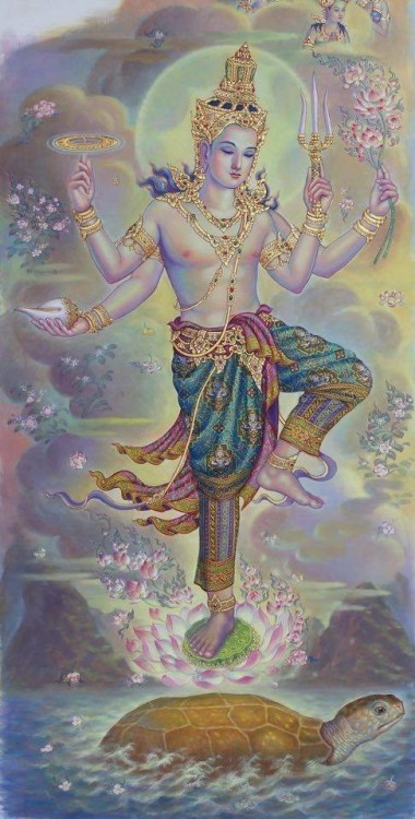 Vishnu as Kurma Avatara, thai painting