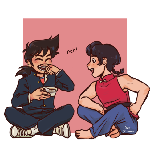 Commission for @beedok! Youichi is very proud of his lunch, let’s hope Ranma doesn’t steal it ^^