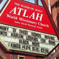 I just seen this in Harlem, this is what this church is promoting&hellip; (at Atlah Worldwide Church)