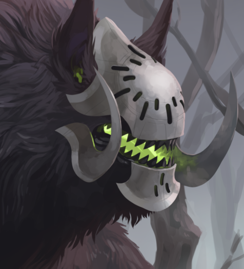 pythosart:  Creature design commission!I kinda went wild with this and did more painting than was paid for, but it was jusssst too much fun. Appropriately spooky for the season, too!Sketches and design steps included. 