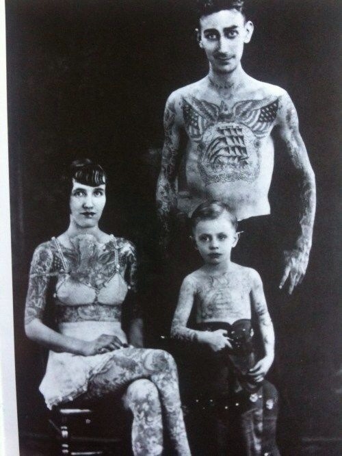 vintage-freakshow:  Tattooed circus family porn pictures