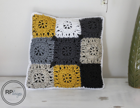 Free Square Button Pillow Crochet Pattern || by Rescued Paw Designs