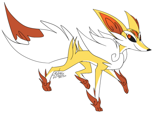 fantasticfakemon:This is the first entry into my contest.Fennekin —> ??? —> FanakindleFire, Fi
