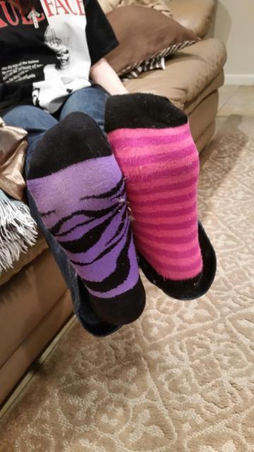 roseytoseytoes:  Stripping off my socks and shoes! I like my moccasins and fun socks.