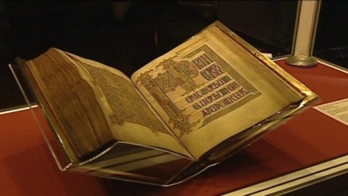 The Lindisfarne Gospels - open at the carpet page introducing the Gospel of St John.  ff. 210v-211  