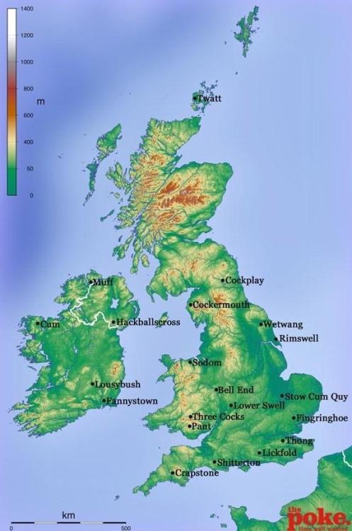 mapsontheweb:  Map of places in Britain with the funniest names.Related: UK’s weirdest place names