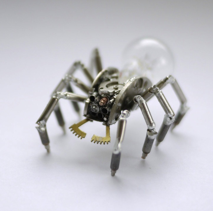 quartz-poker:  mymodernmet:  Tiny Mechanical Insects Made of Watch Parts  Ok but