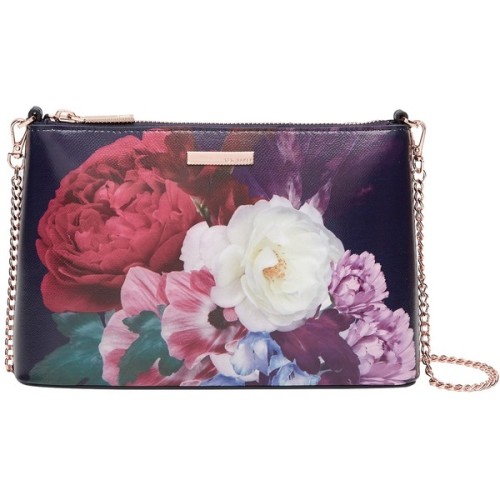 Ted Baker Narla Blushing Bouquet Leather Across Body Bag, Navy ❤ liked on Polyvore (see more navy le