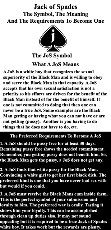 justin-jos:We are jack of spades and we serve the the needs of the Black Master race. Yesterday this