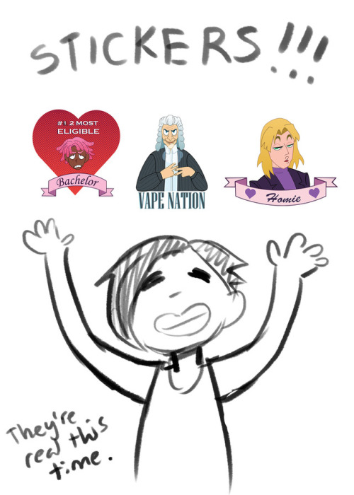 pardon my terrible sketch but now you can get my weird neo yokio stickers forreal! head over here  a
