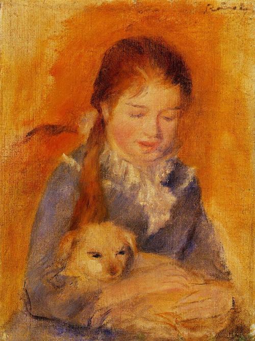 Girl with a Dog, 1875, Pierre-Auguste RenoirMedium: oil,canvas