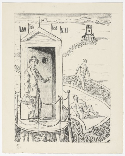 L'Ospite Misterioso (The Mysterious Guest) (plate, folio 12) from Mythologie, Giorgio de Chirico, 19