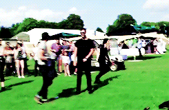 jaurmone-deactivated20190412:  Matty and George from the 1975 play football @ the Isle of Wight Festival 