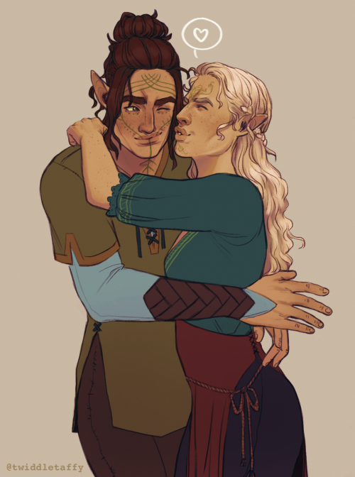 twiddletaffy:for @jawsandbones of our Lavellans hugging bc it’s what they deserve u-u