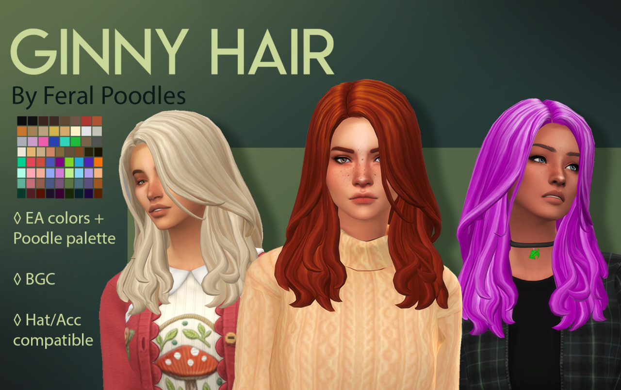 Feral Poodles Sims — Ginny Hair - TS4 Maxis Match CC A long, pretty...