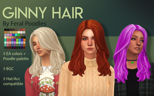 feralpoodles: Ginny Hair - TS4 Maxis Match CC A long, pretty hair using that hair from the new updat