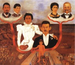 artist-frida: My Grandparents, My Parents and Me, 1936, Frida Kahlo Medium: oil,metal,tempera 