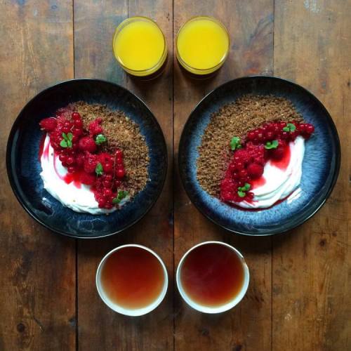 laughingsquid: Man Crafts Beautiful Matching Breakfasts From Around the World for Himself and His Bo