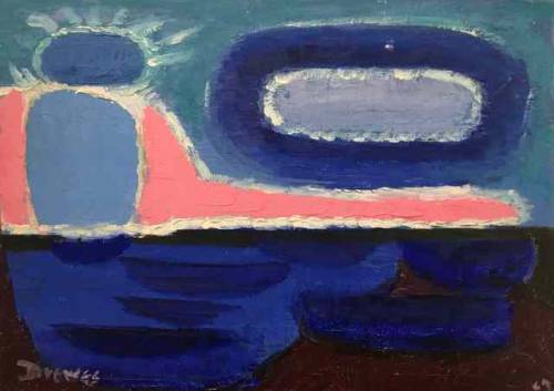 Werner DrewesEaster Island, 1969Oil on canvas board