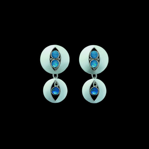 Josef Hoffmann, Cufflinks designed for Gustav Klimt, 1906. Silver with blue opal. Wiener Werkstätte,