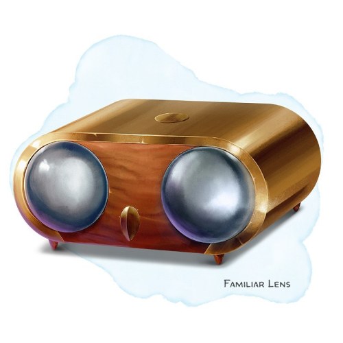 the-griffons-saddlebag:  ! Familiar Lens Wondrous item, uncommon ___ This charming wood and brass bo