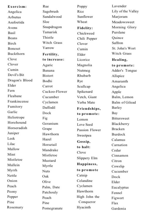 grim–witch: a reference for herbs and their magical uses !! source :: Cunningham’s Encyclopedia of M