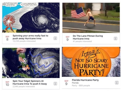 thegeekburger:A master post of all the hurricane events I’ve seen so far. Tag yourselves.