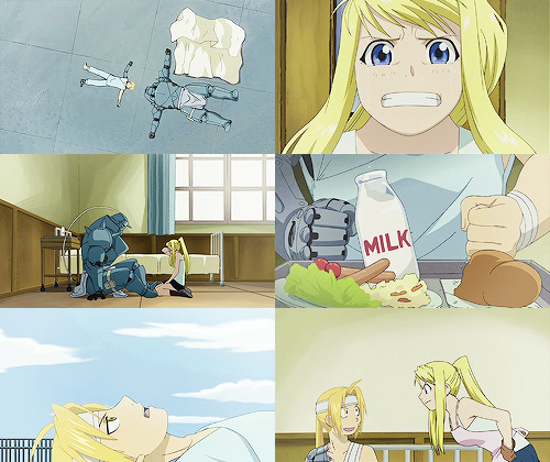 scythesenju:  fma meme: favorite episodes↳ created feelings (3/15) “it’s all my fault al lost his body and it’s all my fault. he can’t eat anymore, he can’t sleep, he can’t feel cold or warmth. he’s my little brother and i’m supposed