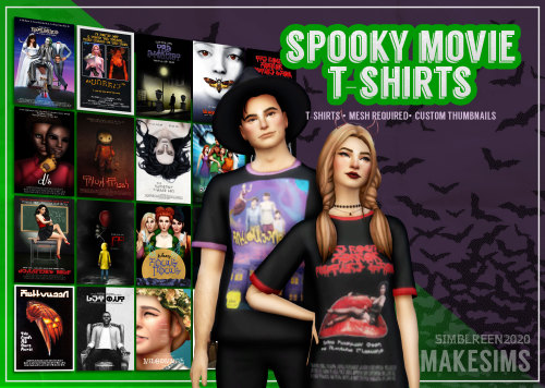 makesims: Spooky Movie T-Shirts  For my Simblreen treat I made some movie posters. And like,,, I spe