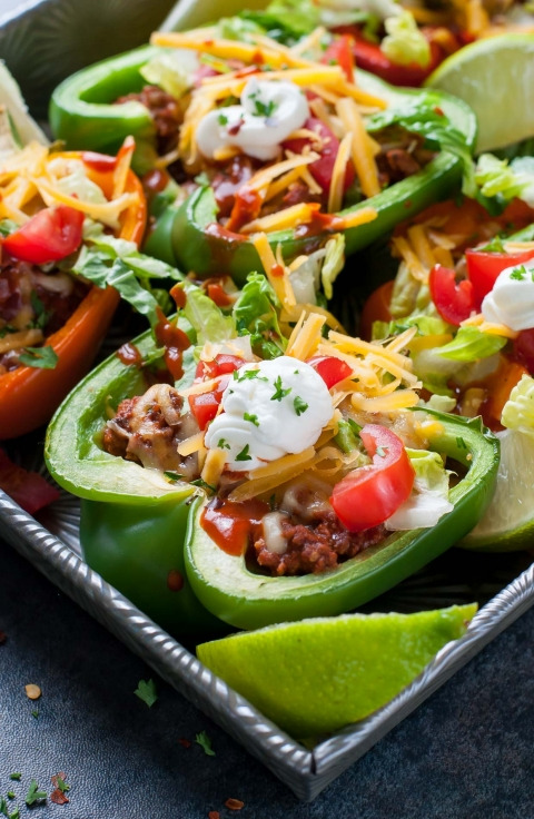 lustingfood:  BAKED BELL PEPPER TACOS 