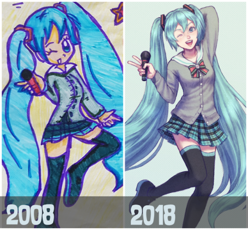nieceychan:  Redrawbefore (2008) & after (2018)