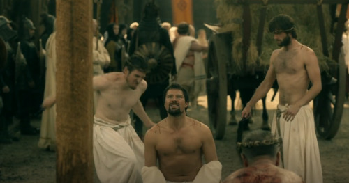 shirtlessthomas:Danila Kozlovsky Shirtless Whipping Vikings 6x14