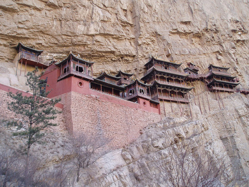 odditiesoflife:  Amazingly Beautiful Monasteries Hanging Monastery - Perched precariously halfway up a cliff some 75 meters (246 feet) above the ground, this Monastery is one of the most remarkable sights in China. Consisting of a complex of 40 rooms
