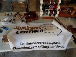 dominionleathershop:The sign….i will attach to the table…