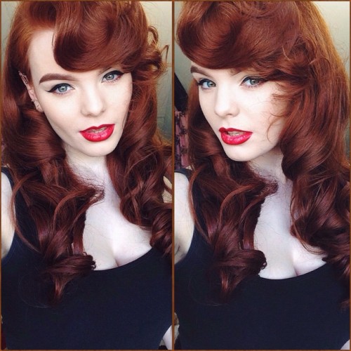 miss-deadly-red: My hair yesterday made me feel fancy and happy ❤️ #retro #ginger #redhead #pale #pi
