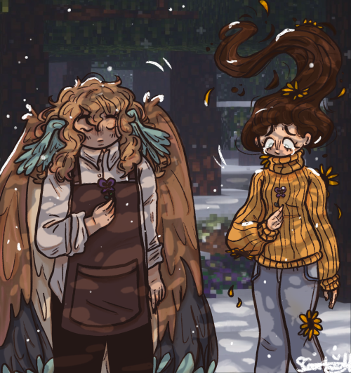 Christmas Art For @anchored-dust ! ( Character On Left Belongs To @anchored-dust )