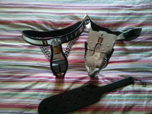 jaysilver15:  My Neosteel Chastity belt and my Carrara Chastity belt. Both belts around the 30-32 inch waist size. 