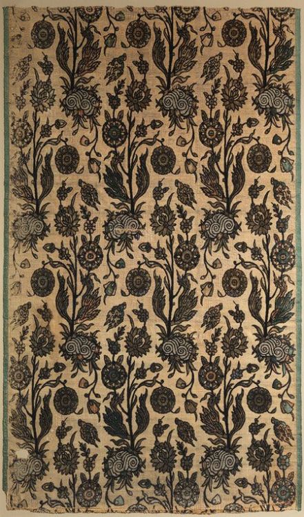 Velvet panel with flowering plants, first half of 17th century; Safavid Iran Silk, cotton, flat meta