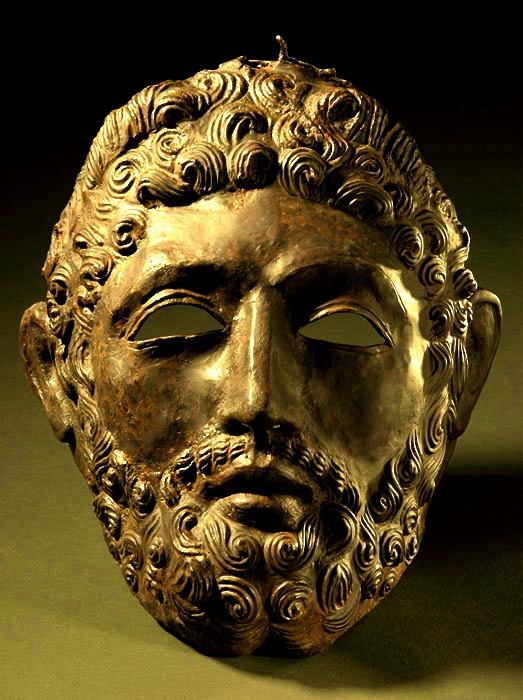 langoaurelian:  Greek mask. 3rd Century BC. Bronze  