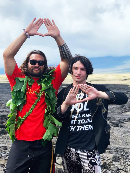 Jason Momoa and Ezra Miller in Hawaii at Mauna Kea Protest aiming to stop construction of the Thirty