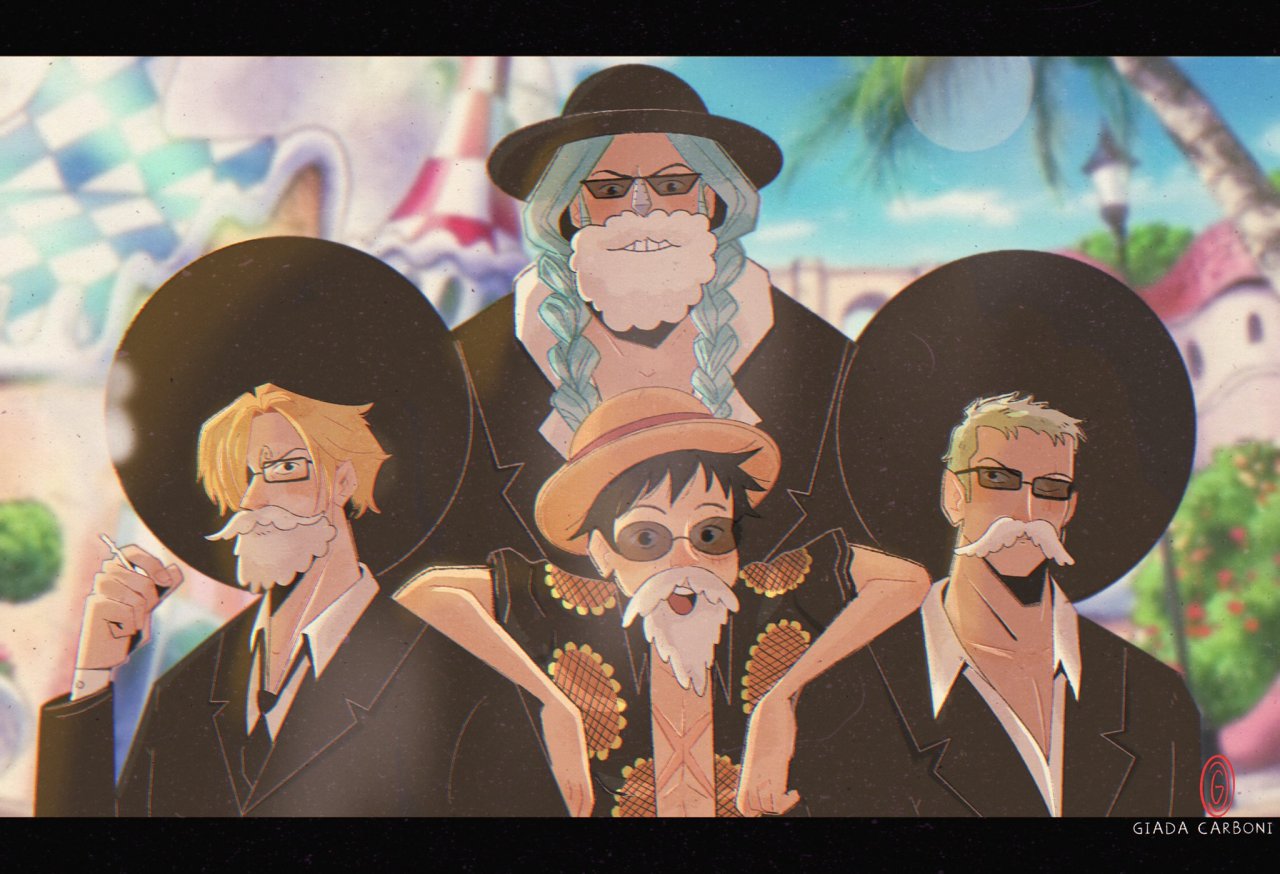 The boys in Dressrosa.   How they can look more cool with fake beards?!

  

Bonus. 
This has happened come on!