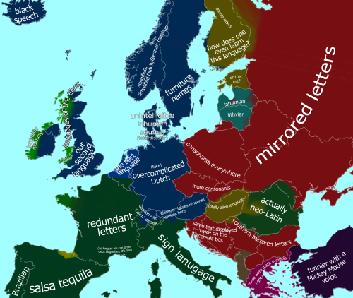 sorion: quaidpoppinjack: mapsontheweb: What the Dutch think of other languages of Europe. I am dying