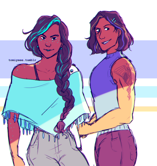 tomiyeee:i was just gonna draw symmetra with dyed hair but then pharah suddenly appeared on the canv