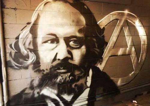 Mural in Brisbane by @notonebuttoo for Mikhail Bakunin’s birthday on the 30th of May.
