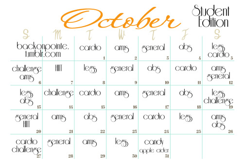 October: Halloween Month!*Dance Student Calendar Back By Popular Demand!*