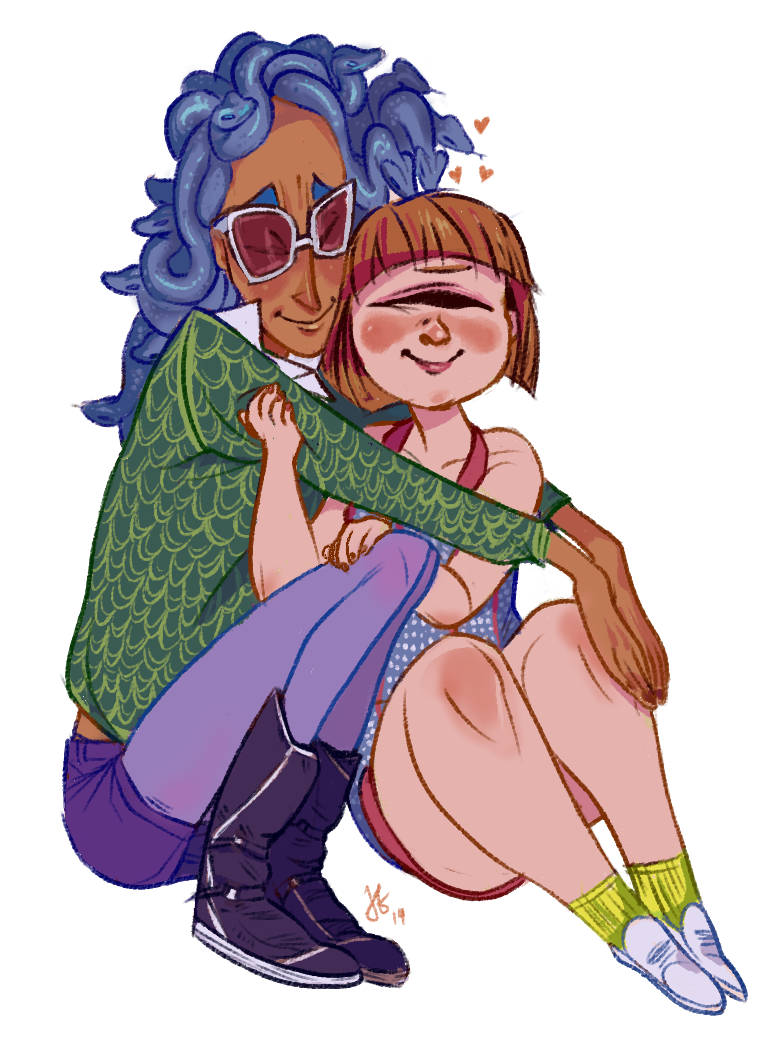 antlor:  monster girls who should totally hold hands courtesy of Maya Kern’s Monsterpop!